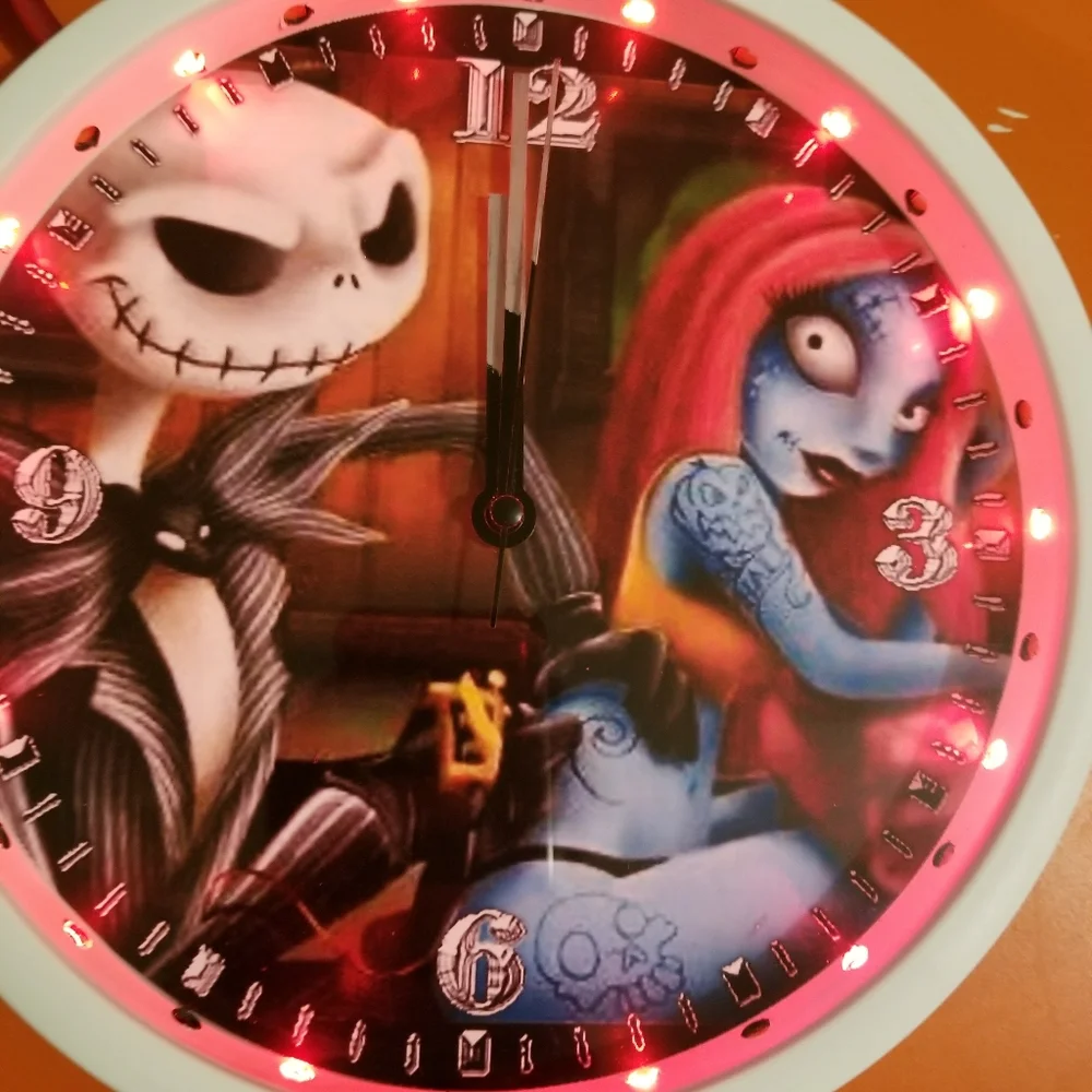 Jack n jill tattoo led lights clock